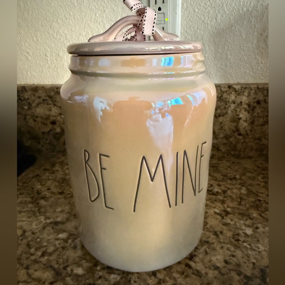 Rae Dunn Pink Iridescent Be Mine‎ Valentine's Day Canister